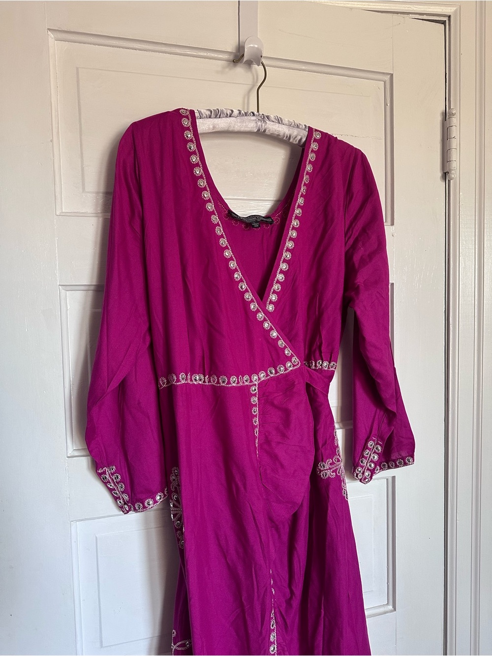 J. Peterman Fuchsia Maxi Dress with White Embroidery - Picture 3 of 5
